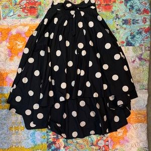Black and white polka dot long skirt